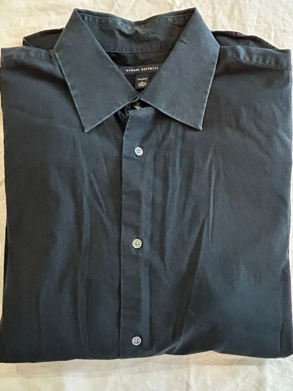 Banana Republic Mens Dress Shirt Black Large 97% Cotton 3% Spandex
